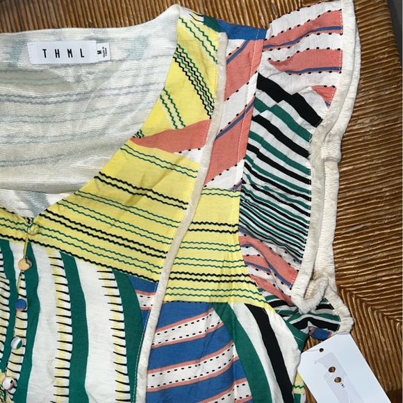 NWT size Med Adorable patchwork style sundress fully lined soft fringe detail - Picture 6 of 11